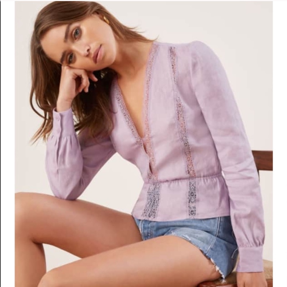 💜REFORMATION NWT Odette Lace Inset Top XS